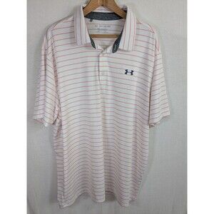 Under Armour Playoff Polo Shirt Men's 2XL Striped Golf Short Sleeve Loose Fit